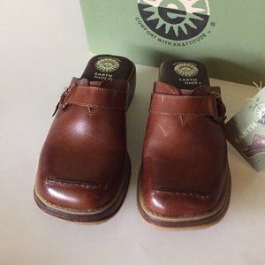 Earth Shoe Womens Brown Leather Clog / Mules Tyler Gelron 2000 Sz 6 NIB